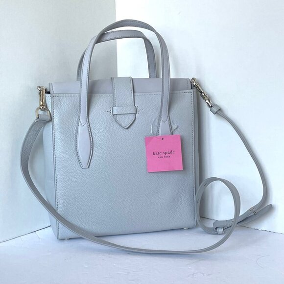 Kate Spade North South Mini Tote Crossbody Small Gray Leather Handbag Essential - Picture 2 of 12
